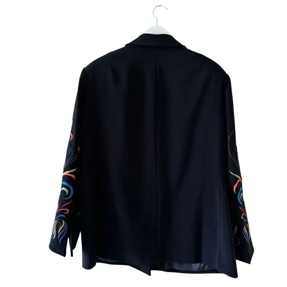 Travis Ayers 2 Piece Black Embroidered Tailored Jacket Skirt Suit Plus SZ 18W - Picture 6 of 16